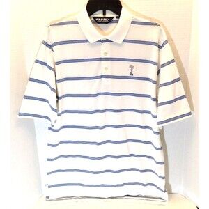 Ralph Lauren Golf Polo Shirt Men M Blue White Stripe Pima Cotton Short Sleeve